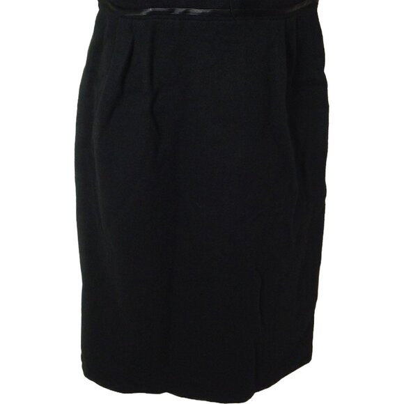 Vintage 50s Little Black Wiggle Dress Lady-M(8) Wool Cowl-Collar Zip-back Fitted - Picture 10 of 14